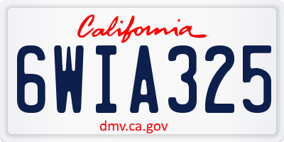 CA license plate 6WIA325
