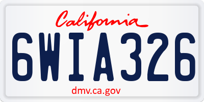 CA license plate 6WIA326
