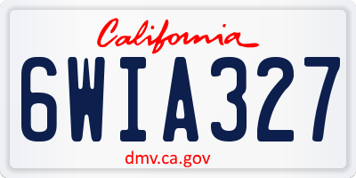 CA license plate 6WIA327