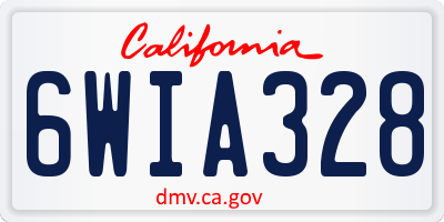 CA license plate 6WIA328