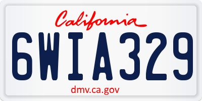 CA license plate 6WIA329