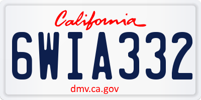 CA license plate 6WIA332