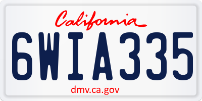CA license plate 6WIA335
