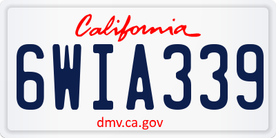 CA license plate 6WIA339