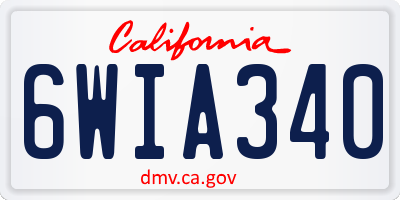 CA license plate 6WIA340
