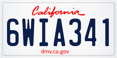 CA license plate 6WIA341