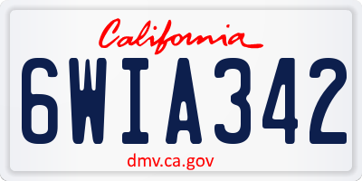 CA license plate 6WIA342