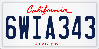 CA license plate 6WIA343