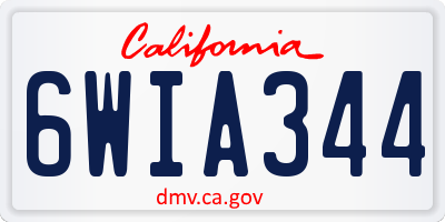 CA license plate 6WIA344