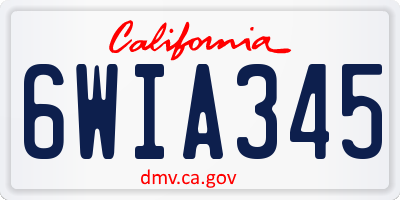 CA license plate 6WIA345