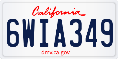 CA license plate 6WIA349