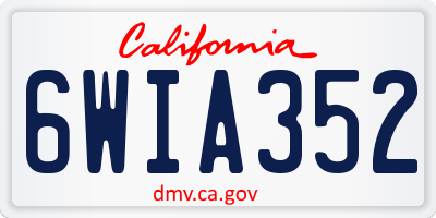CA license plate 6WIA352