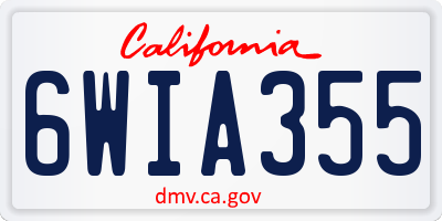 CA license plate 6WIA355
