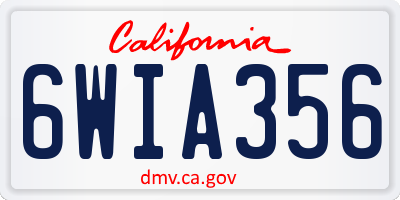 CA license plate 6WIA356