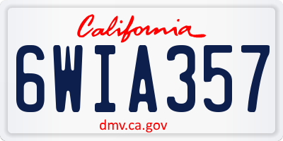 CA license plate 6WIA357