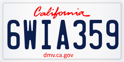 CA license plate 6WIA359