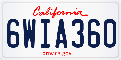 CA license plate 6WIA360