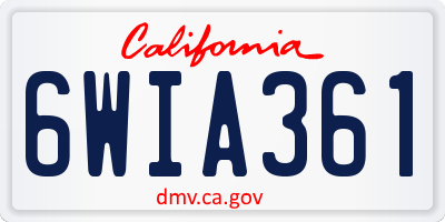 CA license plate 6WIA361