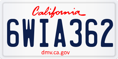 CA license plate 6WIA362