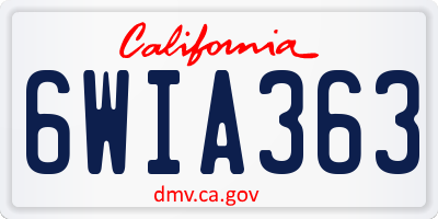 CA license plate 6WIA363