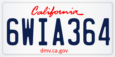 CA license plate 6WIA364