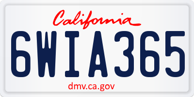 CA license plate 6WIA365