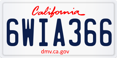 CA license plate 6WIA366