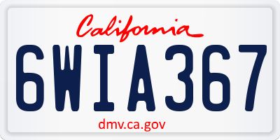 CA license plate 6WIA367
