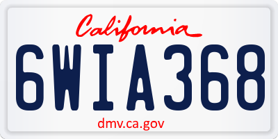 CA license plate 6WIA368