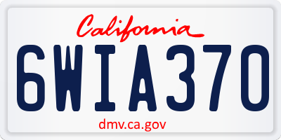 CA license plate 6WIA370