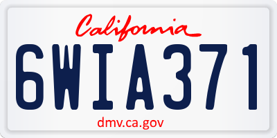 CA license plate 6WIA371