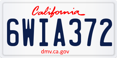 CA license plate 6WIA372
