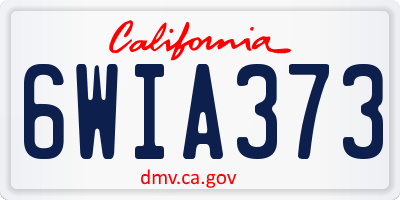 CA license plate 6WIA373