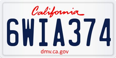 CA license plate 6WIA374