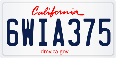 CA license plate 6WIA375