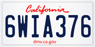 CA license plate 6WIA376