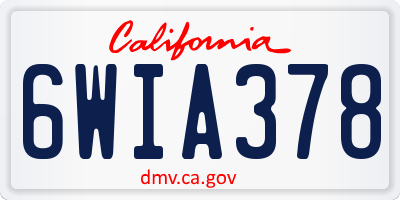 CA license plate 6WIA378
