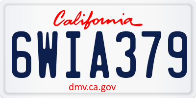 CA license plate 6WIA379