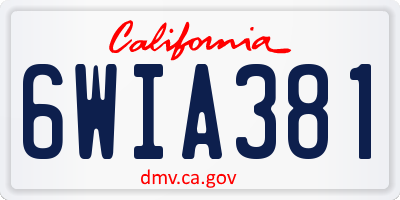 CA license plate 6WIA381