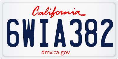 CA license plate 6WIA382