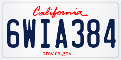 CA license plate 6WIA384