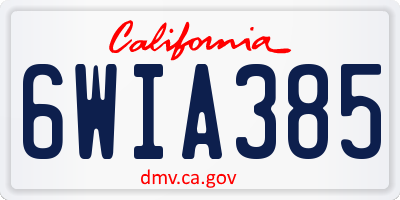 CA license plate 6WIA385