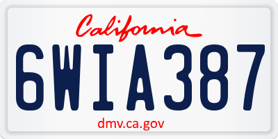 CA license plate 6WIA387
