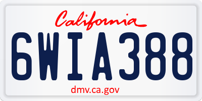 CA license plate 6WIA388
