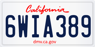 CA license plate 6WIA389