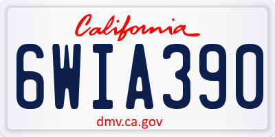 CA license plate 6WIA390