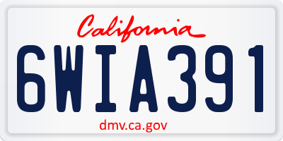 CA license plate 6WIA391