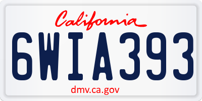 CA license plate 6WIA393