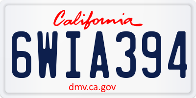 CA license plate 6WIA394