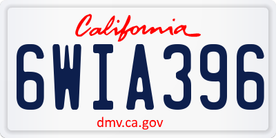 CA license plate 6WIA396